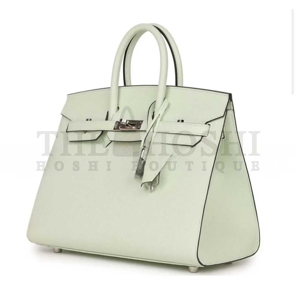H**me5 BIRKIN 25 SWIFT LEATHER BUBBLE GREEN SILVER BUCKLE BAG H049362CK01 (25*20*13cm) Master Quality